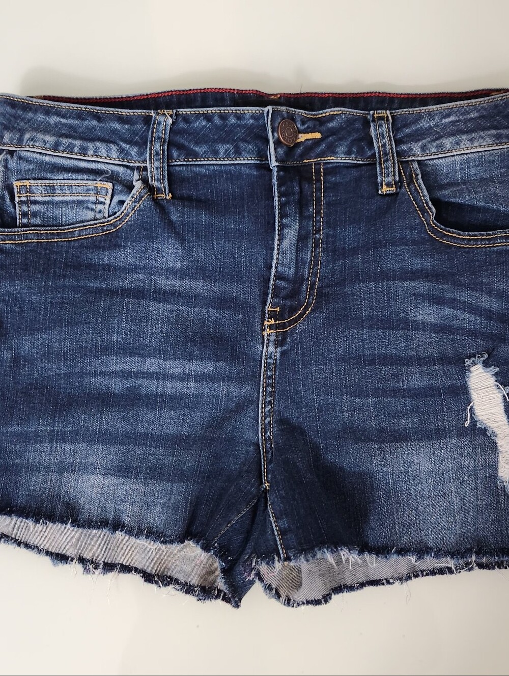 Cello Dark Blue Distressed Denim Shorts
